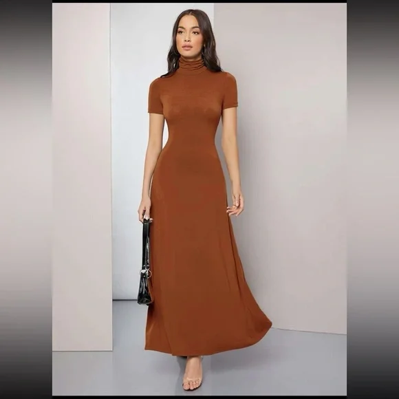 Shein Dresses | Shein Long Elegant Dress | Color: Tan | Size: M | J90's Closet